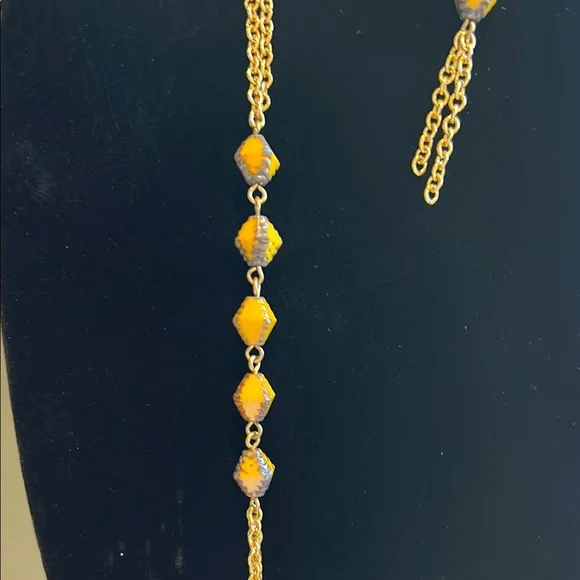 Authentic Seasonal Whispers Gold and Yellow Beaded Necklace and Earring Set New - Picture 9 of 17